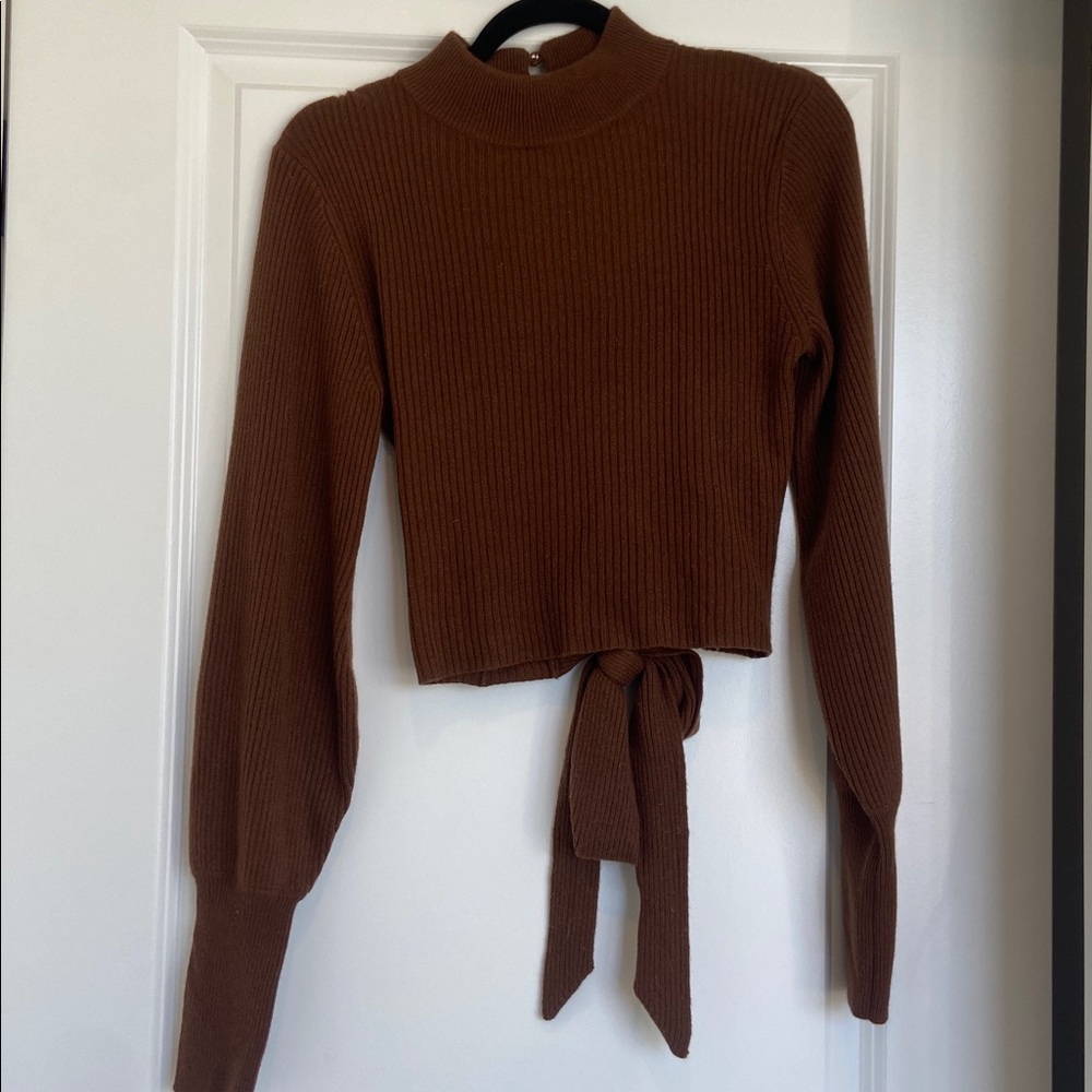 Reformation Brown Ribbed Cashmere Sweater